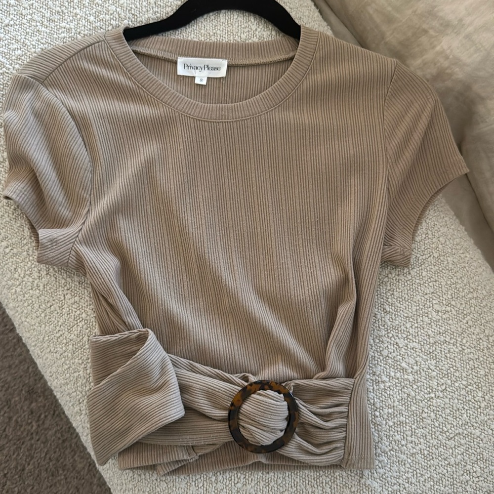 PRIVACY PLEASE CROP RIBBED TOP WITH TORTIOSE ACCENT REVOLVE